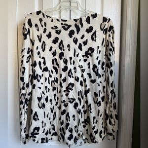 Leopard Print Long Sleeve Boatneck Top Women’s XXL